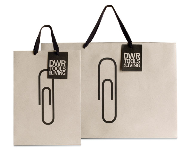 DWR Tools for Living shopping bags with paperclip graphic
